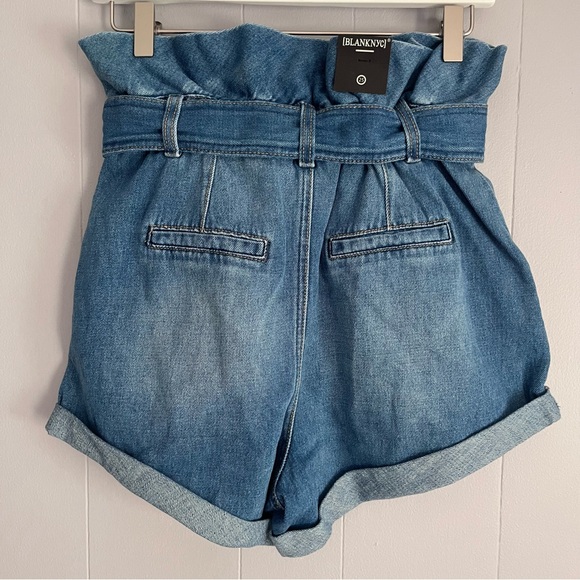 BLANKNYC High Waist Paperbag Denim shorts size 27 self belt New - Picture 2 of 7